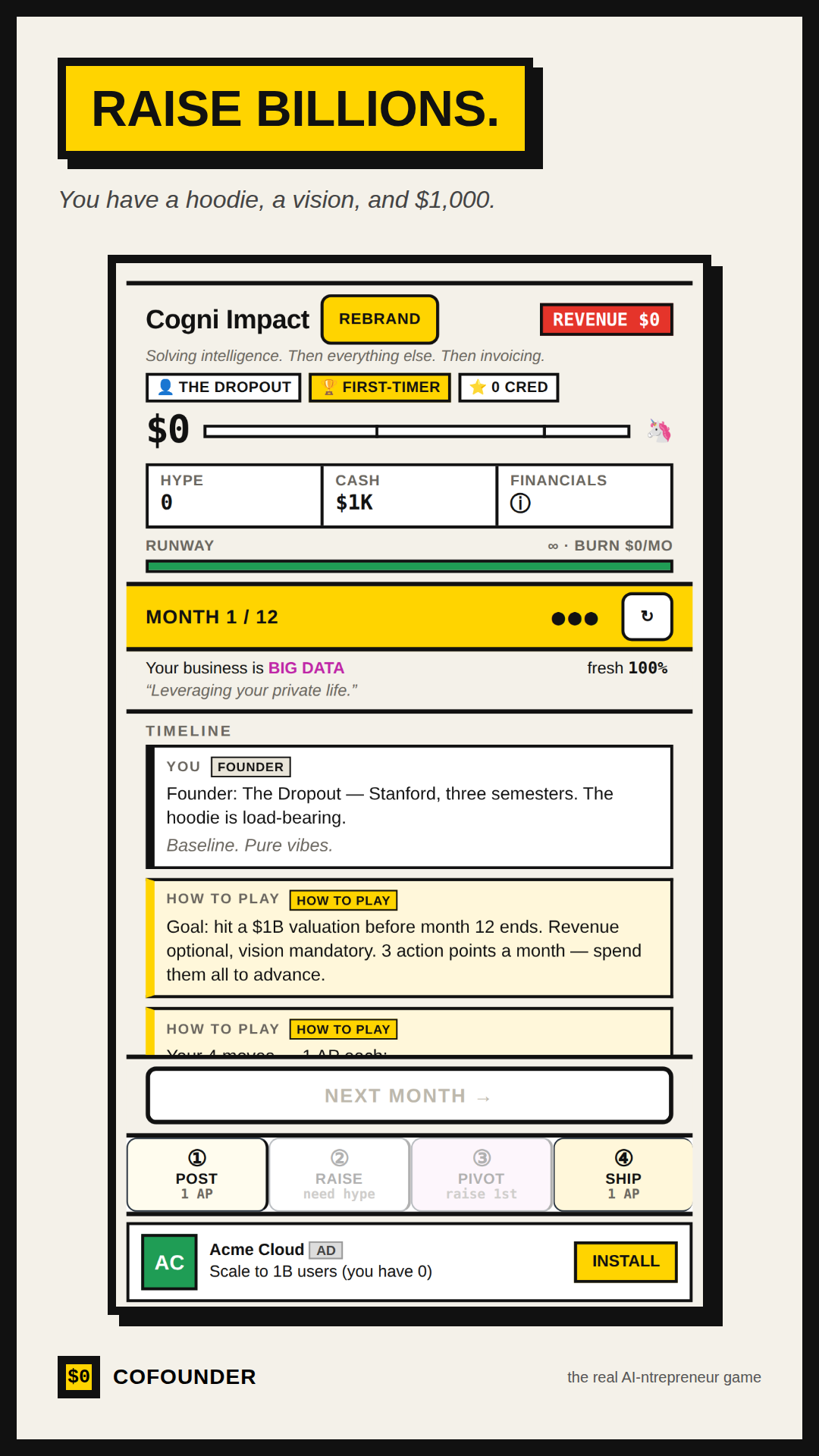 COFOUNDER — the opening screen